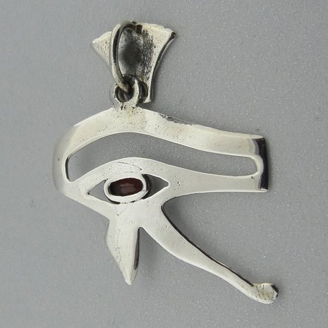 Zilveren Hanger Oog van Horus met Granaat Steentje 